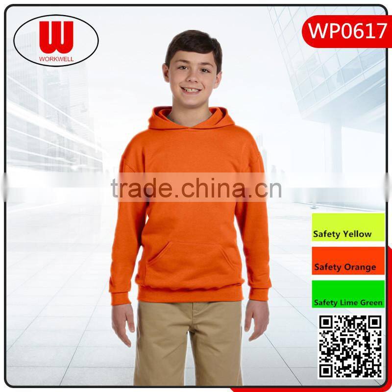 Hi vis orange children pull over sweatshirt blank custom pullover
