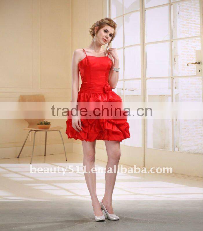 Astergarden Fashionable Short Ruffled Strap Red Cockrail Party Evening Dress as030