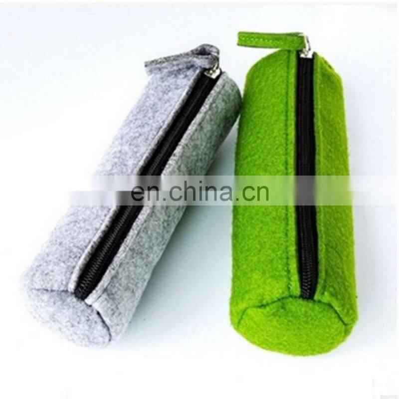 Korea Felt Round Zipper Cheap School Pencil Pouch