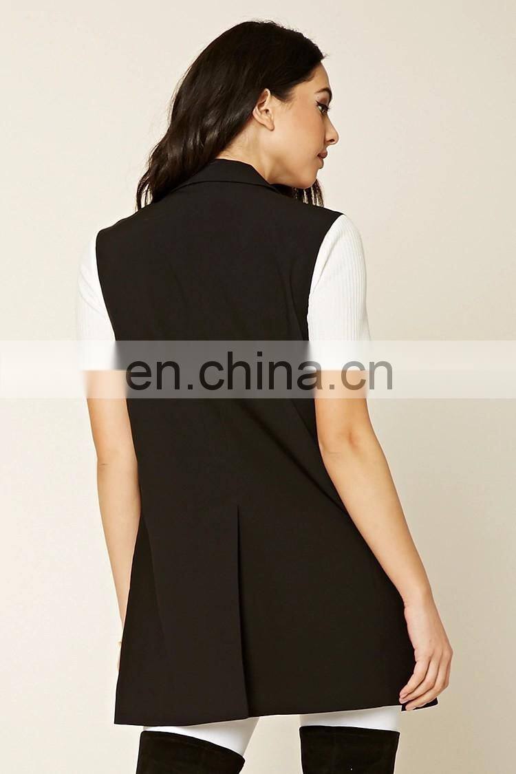 CH090 New fashion design sleeveless longline blazer vest for women wholesale