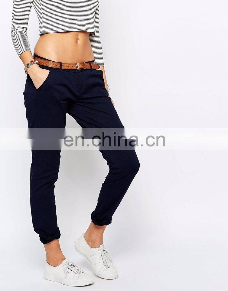 Europe style 100%Cotton casual canvas ladies pants