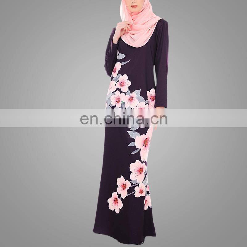 2017 Dubai Abaya New Design Malaysia Fashion Baju Kurung New Style Printing Baju Kurung Pelum