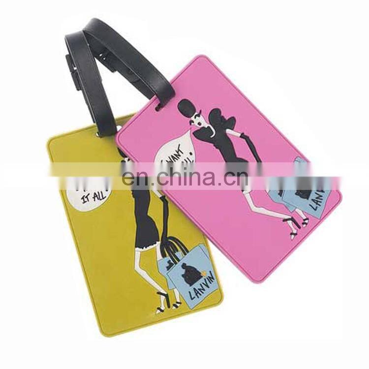 Wholesale zinc alloy custom silicone luggage tag/free printable luggage tag template/sublimation luggage factory