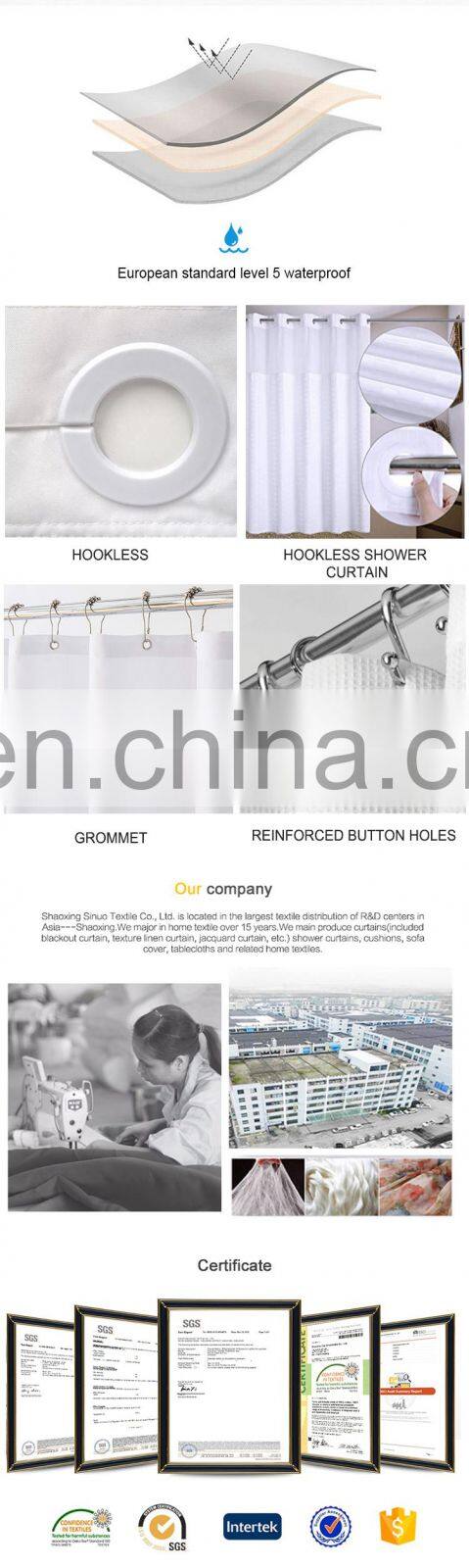 Fashion printing shower curtain green extra long