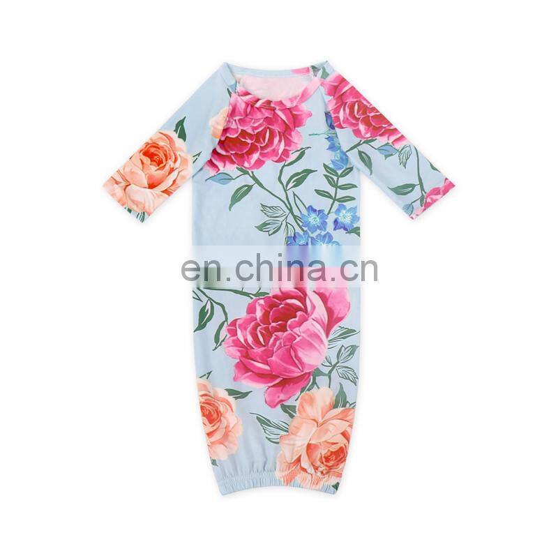 Newest Prints Baby Gowns With Knot Long Sleeve Infants Sleepwear Wholesale Toddler Pajamas Clothes bag