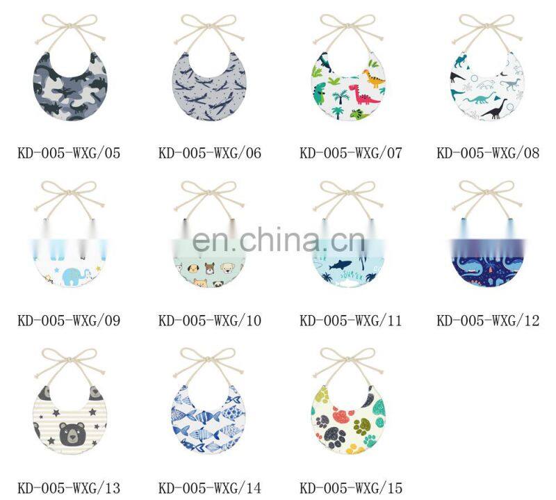 Cute cat footprints soft round shape double side toddler baby bandana drool bibs