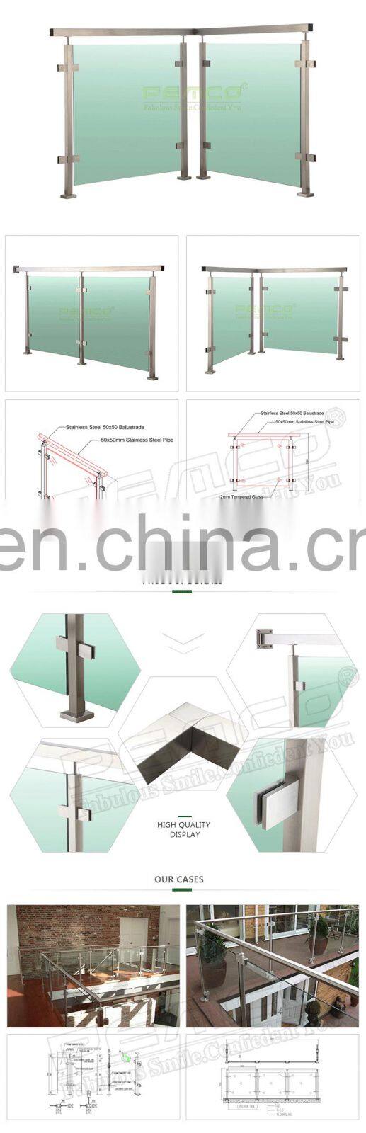 Durable Stainless steel balcony staircase glass balustrade