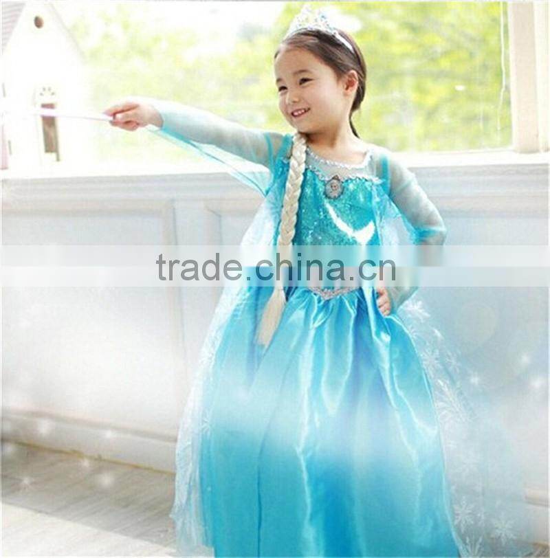 walson 2015 hot sell Girls dress colorful style princess kid dress for child