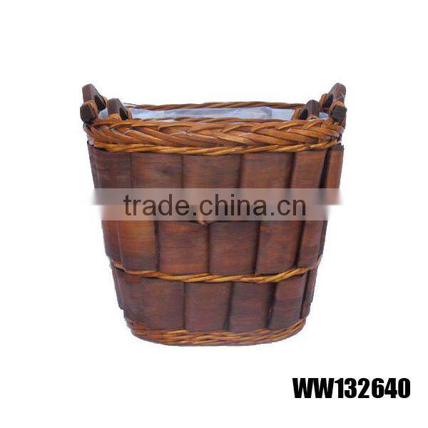 brown willow laundry basket with liner