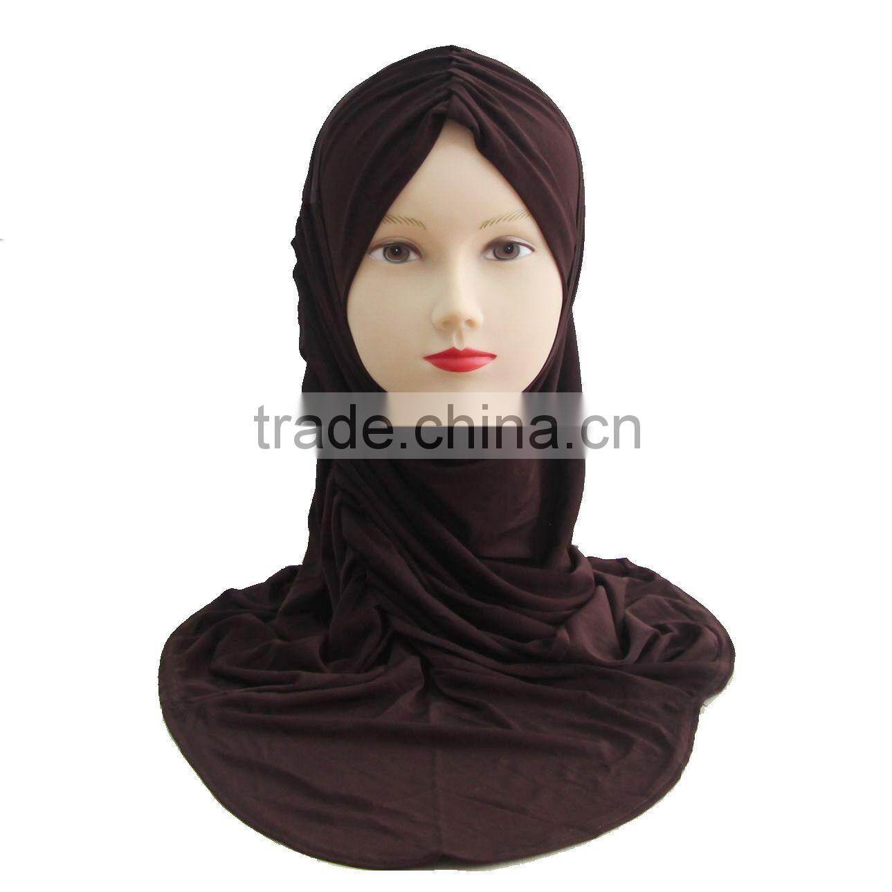 A239 Newest design solid color ruffle Lycra TWO Pieces HIJAB