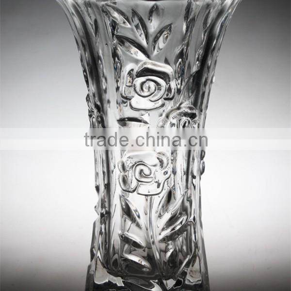 Different fancy patterns and different sizes transparent glass vase