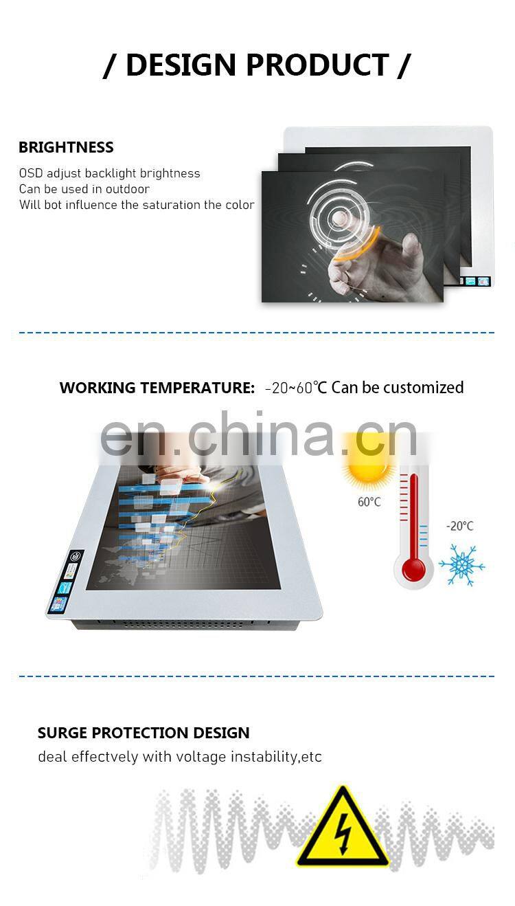 12" industrial VGA Metal Case Embedded Monitor Touch Screen LCD Display DC12V 2A