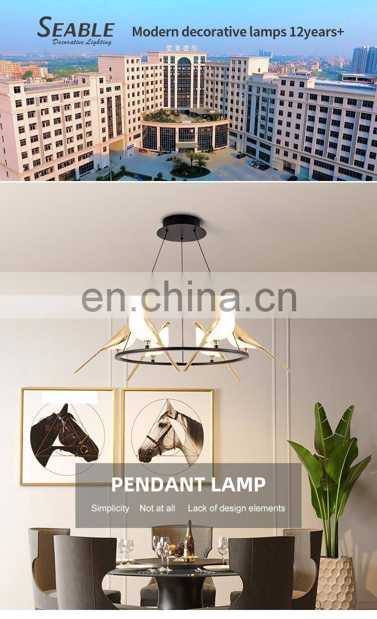 New Product Decoration Indoor Living Room Bedroom Aluminum Acrylic Black Gold Modern LED Pendant Lamp