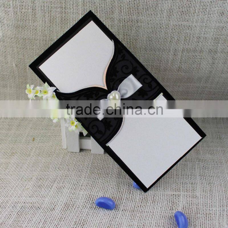2016 Stylish Nice Luxury Unique Black Flocking Wedding Invitation Card