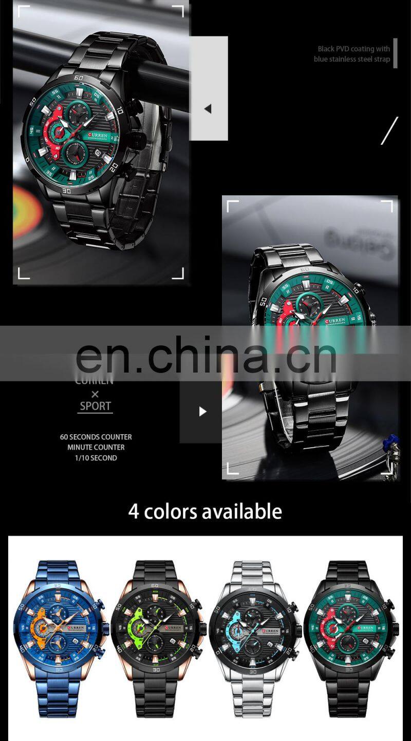 CURREN 8402 Men Quartz Watches New Model Fashion Luxury Brand Stainless Steel Strap Men Wrist Watch