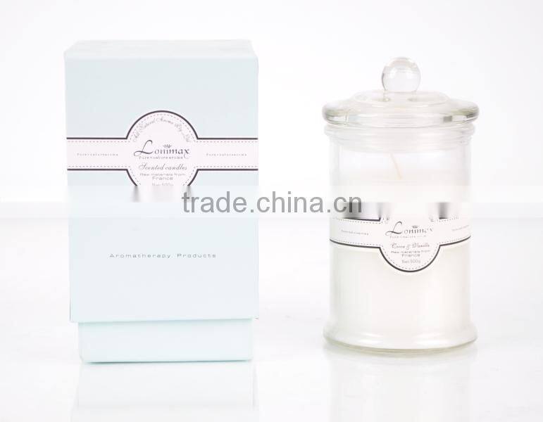 500G Scented Candle with glass Jar and lid ,Home Decorative wax candle, gift set SA-0573