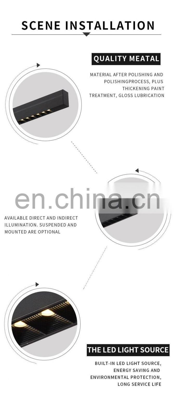 HUAYI CE Aluminum IP20 Black Smd 3030 20w 40w Led Linear Pendant Light Fixture