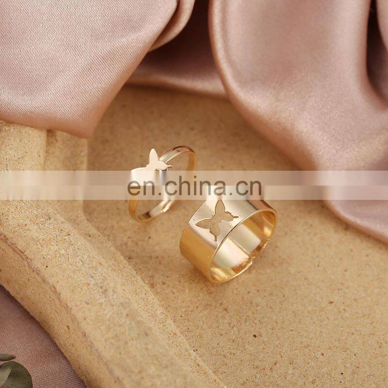 Trendy Gold Butterfly Rings For Women Men Lover Couple Rings Set Friendship Engagement Wedding Open Rings 2021 Jewelry