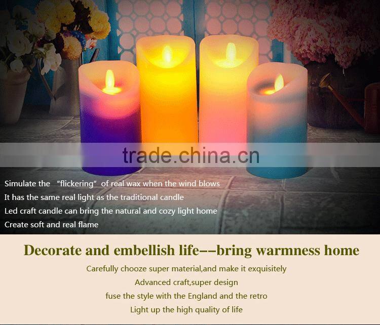 Flickering multi-colored LED wax pillar Candle