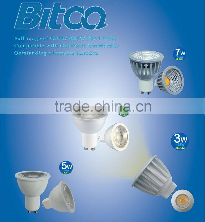 7W GU10 220v dimmable led spotlight, 7w MR16 AC/DC 12V dimmable led spotlightiing