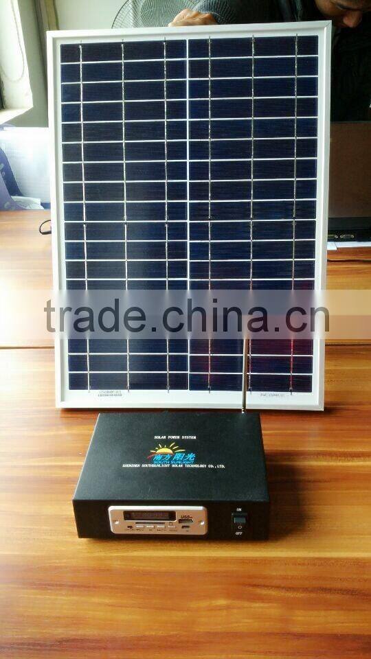 10W 20W lithium ion battery solar panel system with MP3 player and radio, portable solar power system,system solar