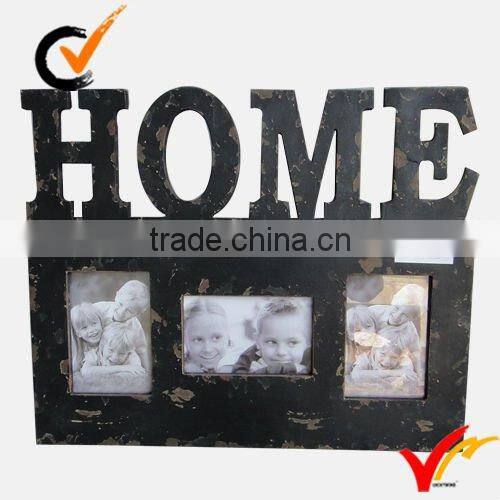 "'HOME" Wood Distressed Wall Mounted Black Home Decorated Photo Frame