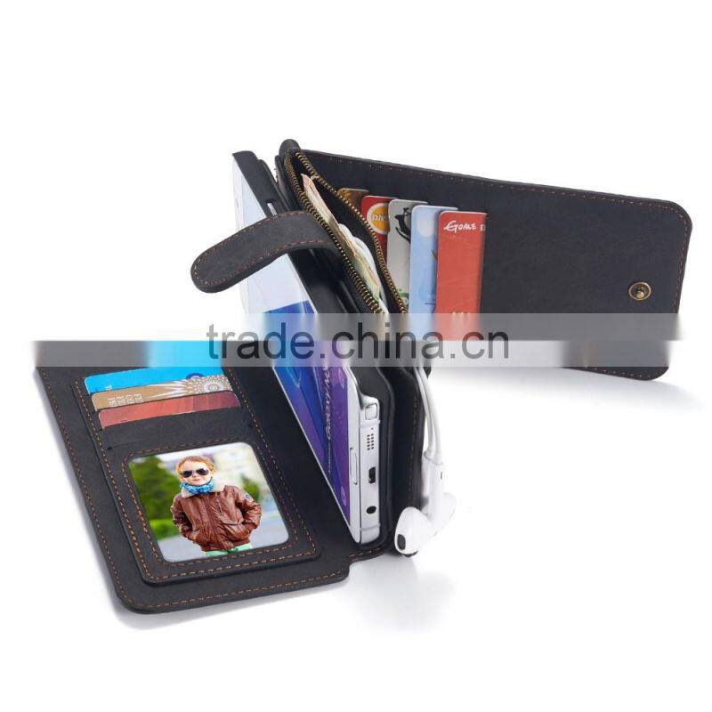 Caseme PU leather case with zipper wallet bag for Samsung NOTE5 multiple card slot stand flip case for NOTE5