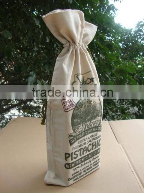2016 Top quality cheap canvas reusable wine bags package single bottle wine drawstring bag