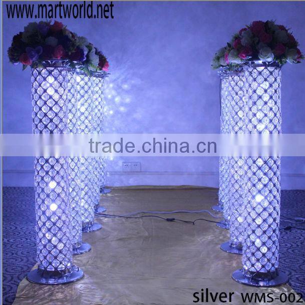 Wedding crystal pillars with LED RGB light for wedding decorations,wedding aisle pillars,wedding pillars for sale(MWS-002)