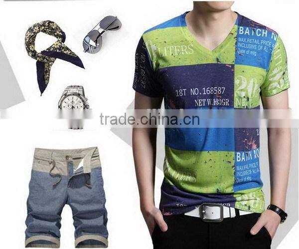 Cheap stylish men v neck short sleeve tee shirt