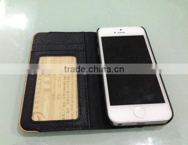 For iPhone wood case / wood iPhone case combined with real leather