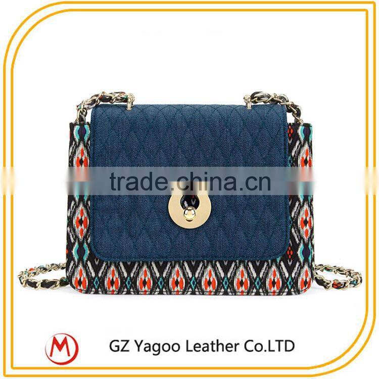2016 fashion denim jeans women cross body bags canvas shoulder bag