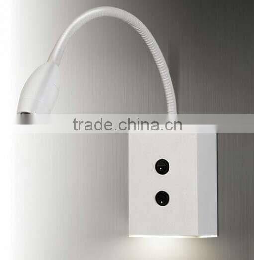 hotel wall lamp flexible goose neck led wall mounted light