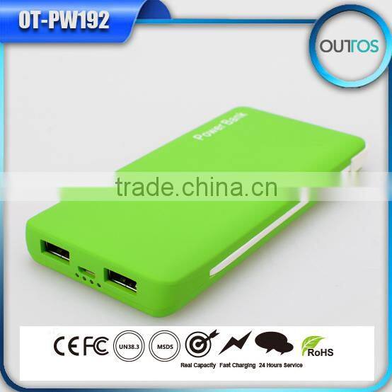 6000mah credit card size power bank with 2 bulit-in cables