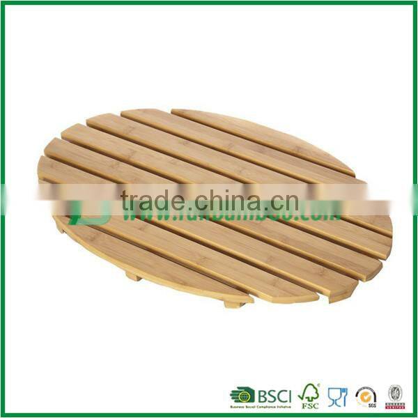 Fuboo--Bamboo oval floor and shower bath mat