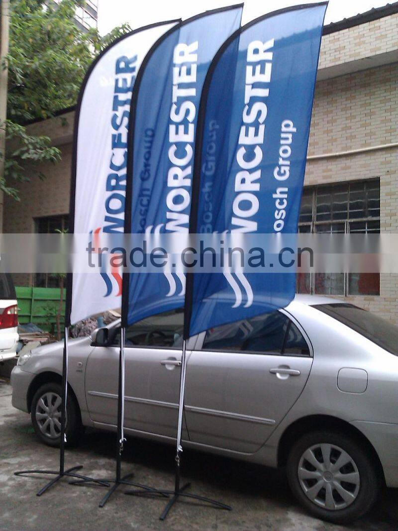 2016 hot durable aluminium and fabric graphic beacher feather flag