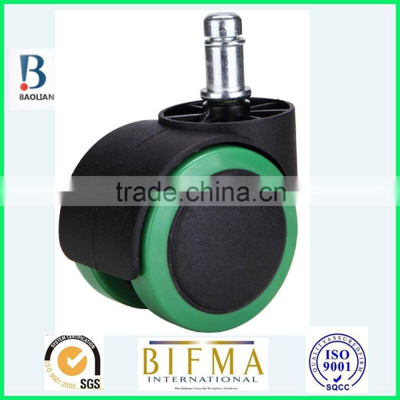 BL 50mm smal black& green durable mute swivel outdoor rubber office chair caster