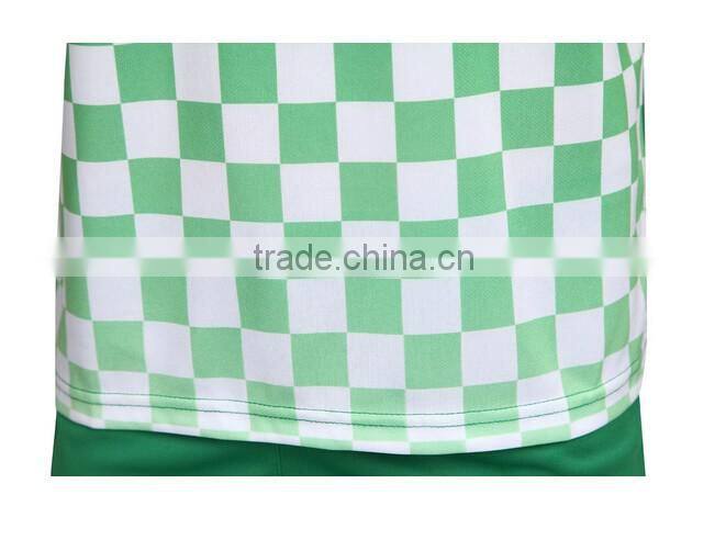 2016 100% polyester polyester green grid soccer uniforms