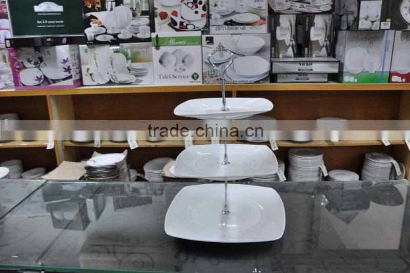 porcelain dinner plates 3 layers porcelain cake set different shapes cake set with metal stand