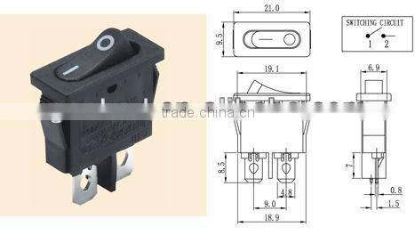 Single Pole kcd1-102 rocker switch