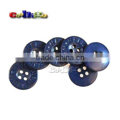 15mm(24L) Fashion Character Buttons Blue Nylon 4 Holes Sewing Craft DIY Accessories For Bag Garment #FLN008-15(Blue)