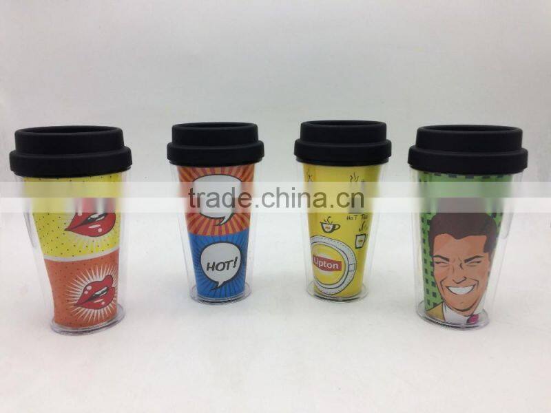 Best sale Double wall paper insert replaceable Platic Bottle Coffee cuo starbucks Mug