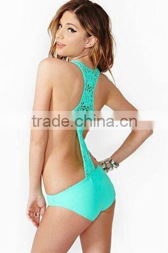 black extreme crochet monokini swimwear