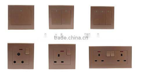 Brown color 3 gang 2 way wall switch for Saudi Arabia market