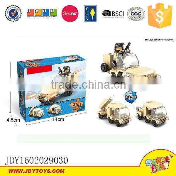 Toy brick military toys series military vehicle 3 in 1 changeable military car