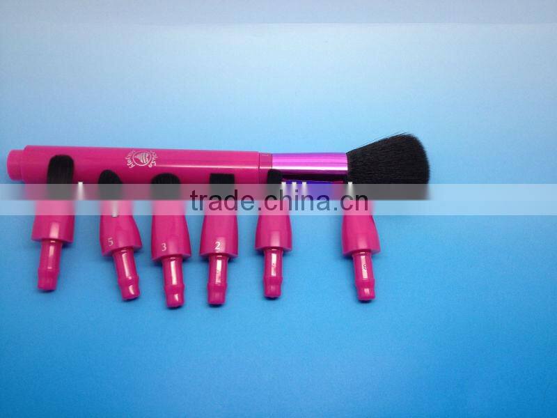 refillable 7 pieces goat hair makeup brush with portable bag