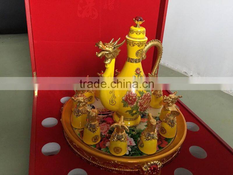12 zodiac yellow ceramic wine cups,artistic ceramic cup