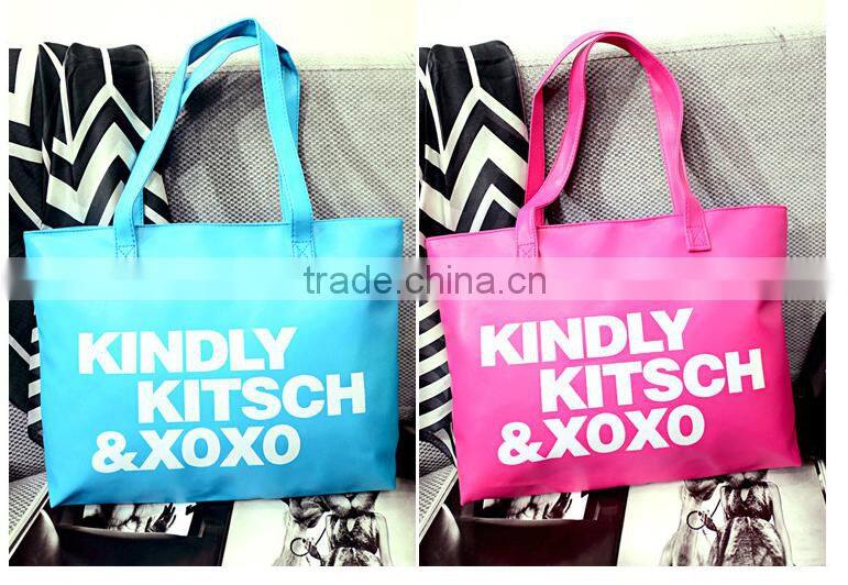 2015 the most popular Korean fashion simple women shoulder bag shopping bag KINDLY letters bag