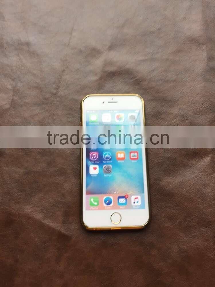 Electroplate TPU+Leather back for iphone 6 6s case with custom logo and high quality