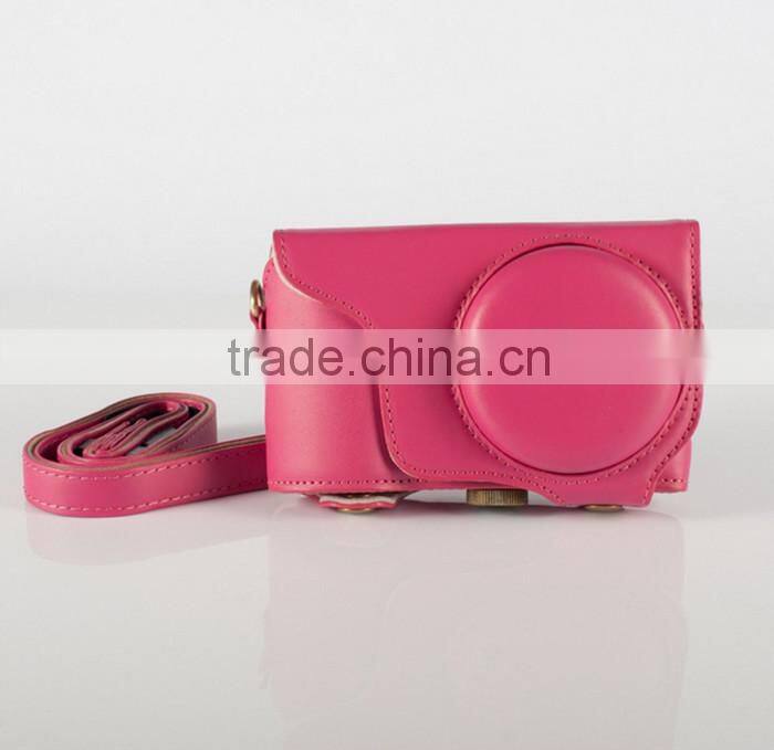 Factory competitive price red leather mini Camera Bag in Dongguan